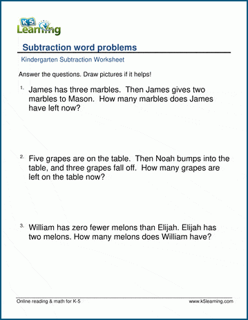 problem solving in subtraction for kindergarten