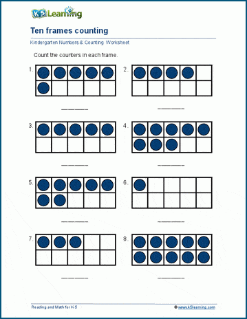 Kindergarten ten frames worksheets