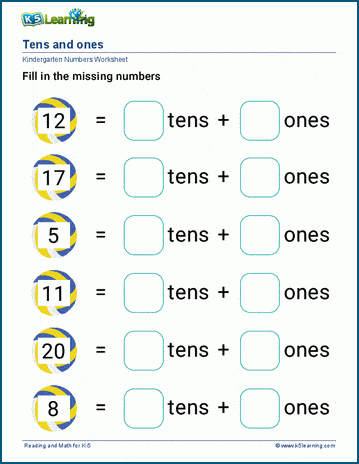 Tens and ones worksheet