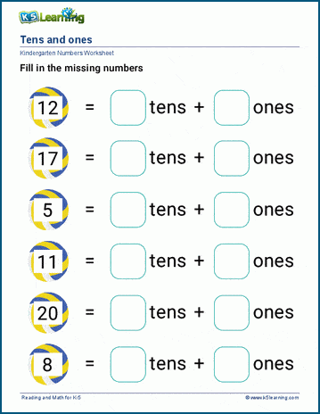 Ones Tens Worksheet