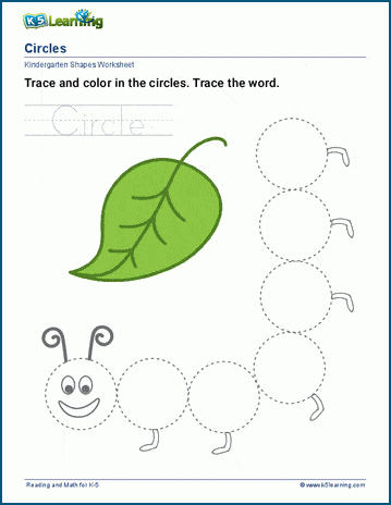 Trace & color shapes worksheet