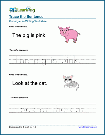 Tracing sentences worksheets