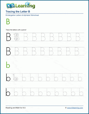 tracing the letter b b k5 learning