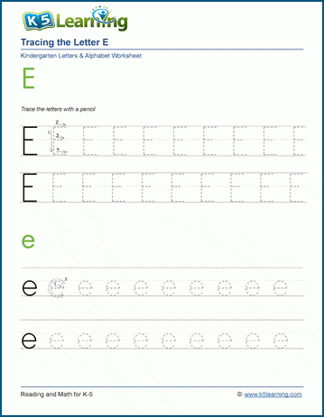 Tracing the Letter E e | K5 Learning