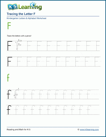 Tracing letters worksheet: Letter F f