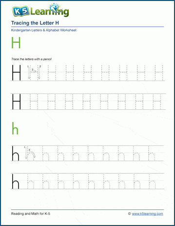 Letter H Free Worksheets.