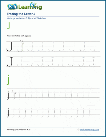 Tracing the Letter J j | K5 Learning