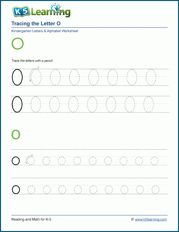 Tracing letters worksheet: Letter O o