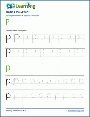 tracing the letter p p k5 learning