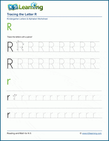 Tracing letters worksheet: Letter R r