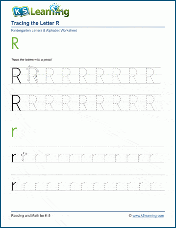 tracing the letter r r k5 learning