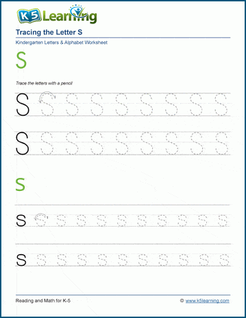 Tracing letters worksheet: Letter S s