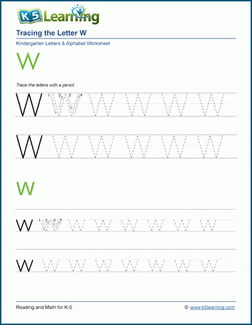 Tracing letters worksheet: Letter W w