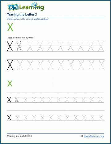 tracing the letter x x k5 learning