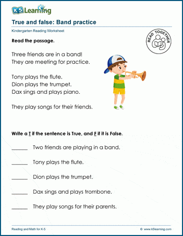 True and false worksheet