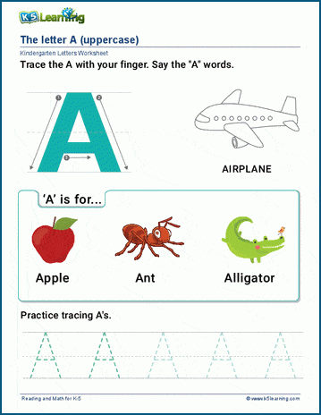 Learn The Letter A Worksheet | K5 Learning