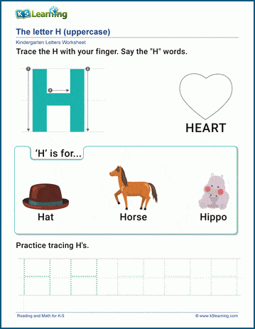 The Letter H Worksheet | K5 Learning