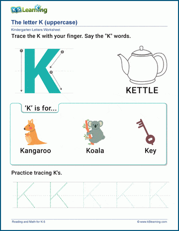 the letter k worksheet k5 learning