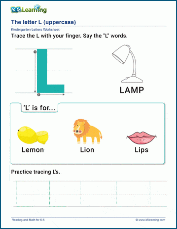 The Letter L Worksheet | K5 Learning