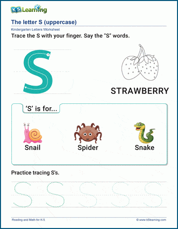 The Letter S Worksheet | K5 Learning