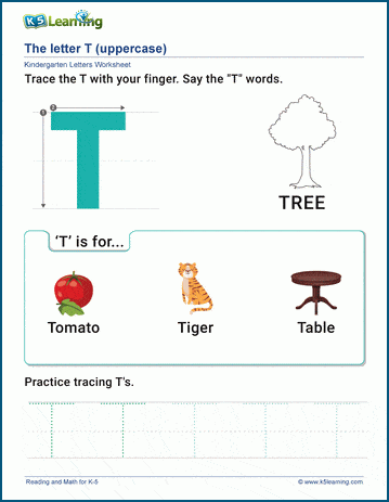 The Letter T Worksheet | K5 Learning