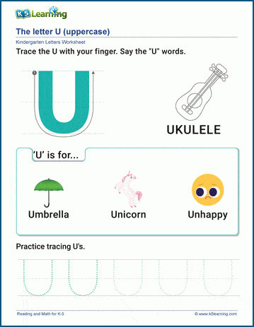 The Letter U Worksheet | K5 Learning