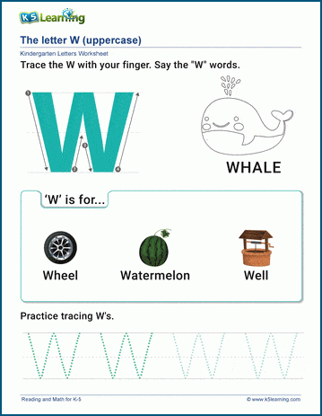 Learn the Letter W w - learn the alphabet - Academy Worksheets