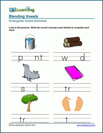 Kindergarten Identifying Vowels Worksheet