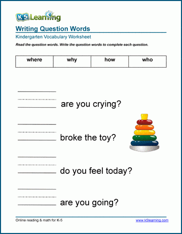 Writing question words and sentences worksheets