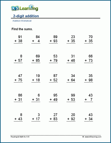 2-digit addition worksheet