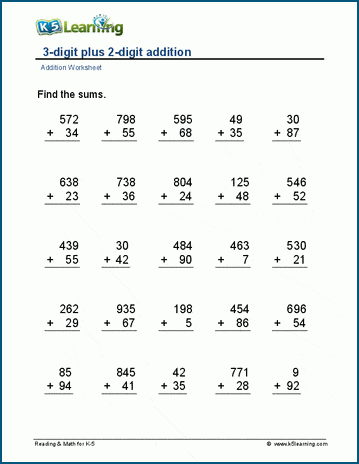 3-digit plus 2-digit addition worksheet