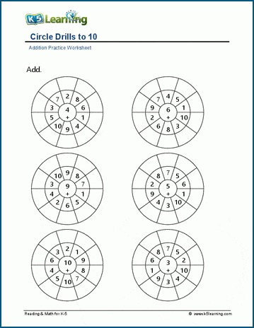 Circle drills addition worksheets