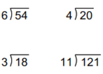 Division facts vertical example