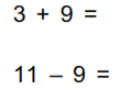 Mixed horizontal addition & subtraction math facts example