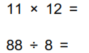 Mixed horizontal multiplication and division math facts