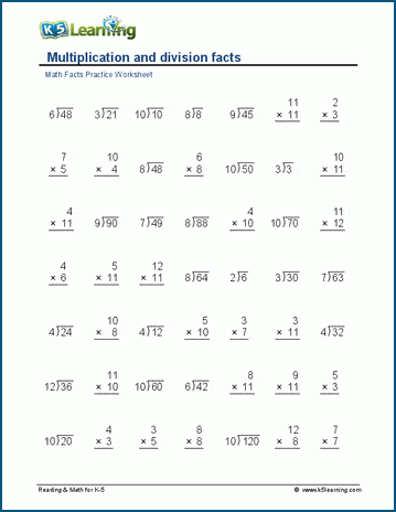 Multiplication and Division Work Mat