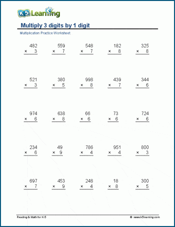 Multi-digit multiplication worksheets