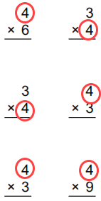 Multiplication facts focus numbers example