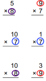 Multiplication facts - groups of focus numbers example