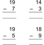 Subtraction under 20 example