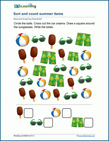 Sort and count worksheets for grade 2