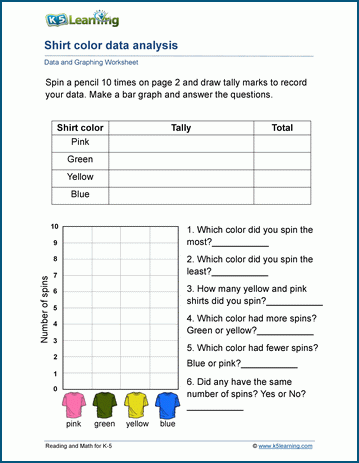 spin tally graph analyze worksheets k5 learning
