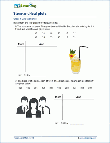 Stem and leaf plots worksheets | K5 Learning
