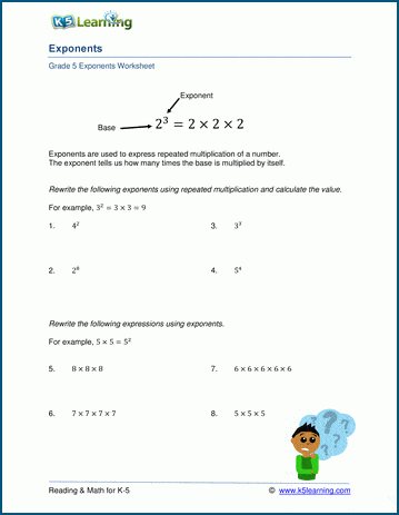 Algebra Topics: Exponents