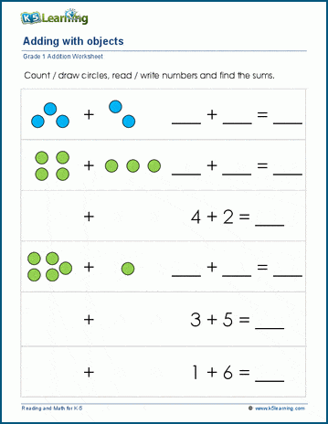Addition with Pictures or Objects | K5 Learning