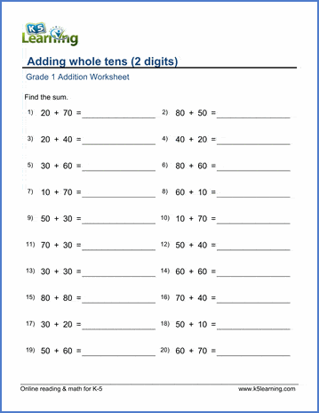 Sample Grade 1 Addition Worksheet