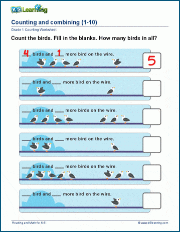 Counting and combining worksheet