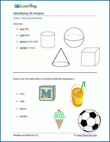 3d Shapes Worksheets K5 Learning