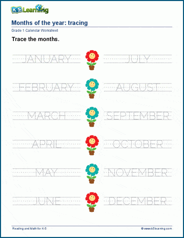 Months of the year worksheets | K5 Learning