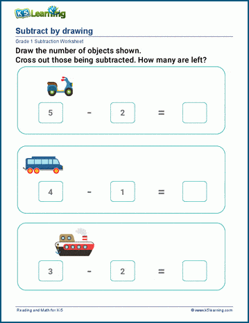 Drawing objects to subtract worksheet 
